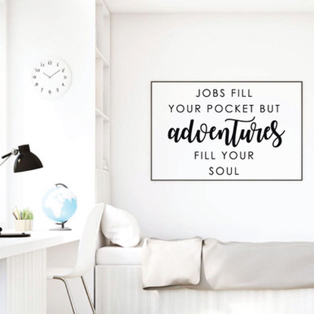 Adventure Wall Decal - Jobs Fill Your Pocket But Adventures Fill Your Soul - Vinyl Sticker Decoration For the Home, Office, or Classroom