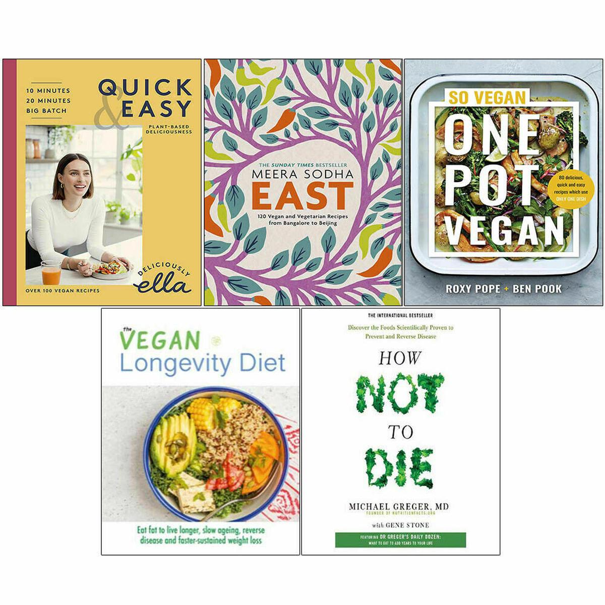 Vegan Longevity, How Not To Die, Deliciously, One Pot, Plants-Only Kitchen - 5 Books Collection Set - Non Fiction - Mixed Format