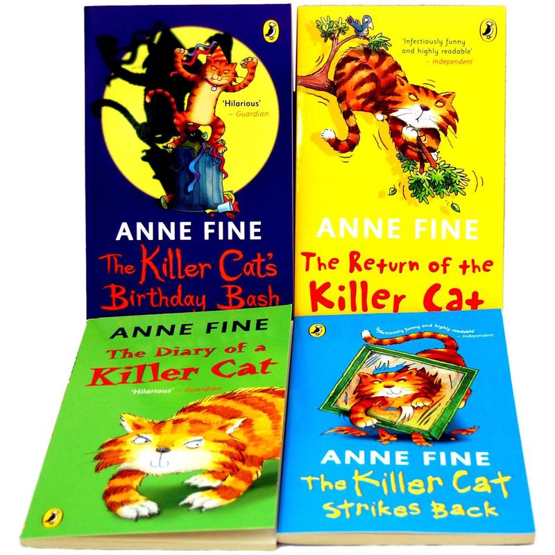 Anne Fine The Killer Cat 4 Books Collection Set (Killer Cat Strikes, Diary of a Killer Cat, Killer Cat Birthday, Return of the Killer Cat)