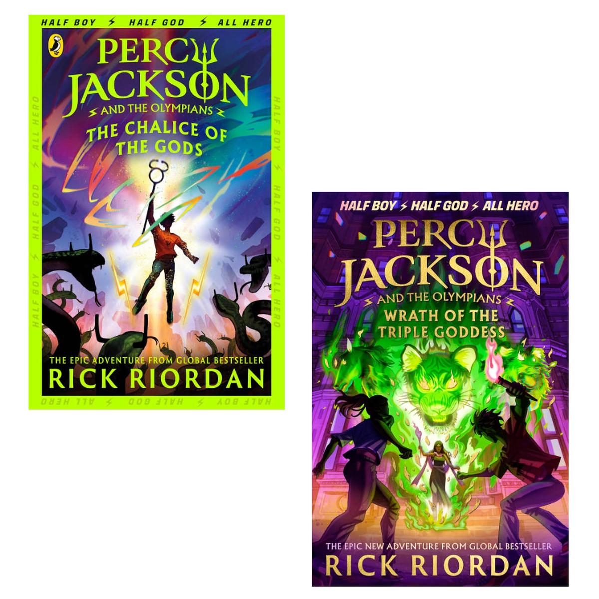 Percy Jackson and The Olympians Series By Rick Riordan 2 Books Set (The Chalice of the Gods, Wrath of the Triple Goddess(HB))