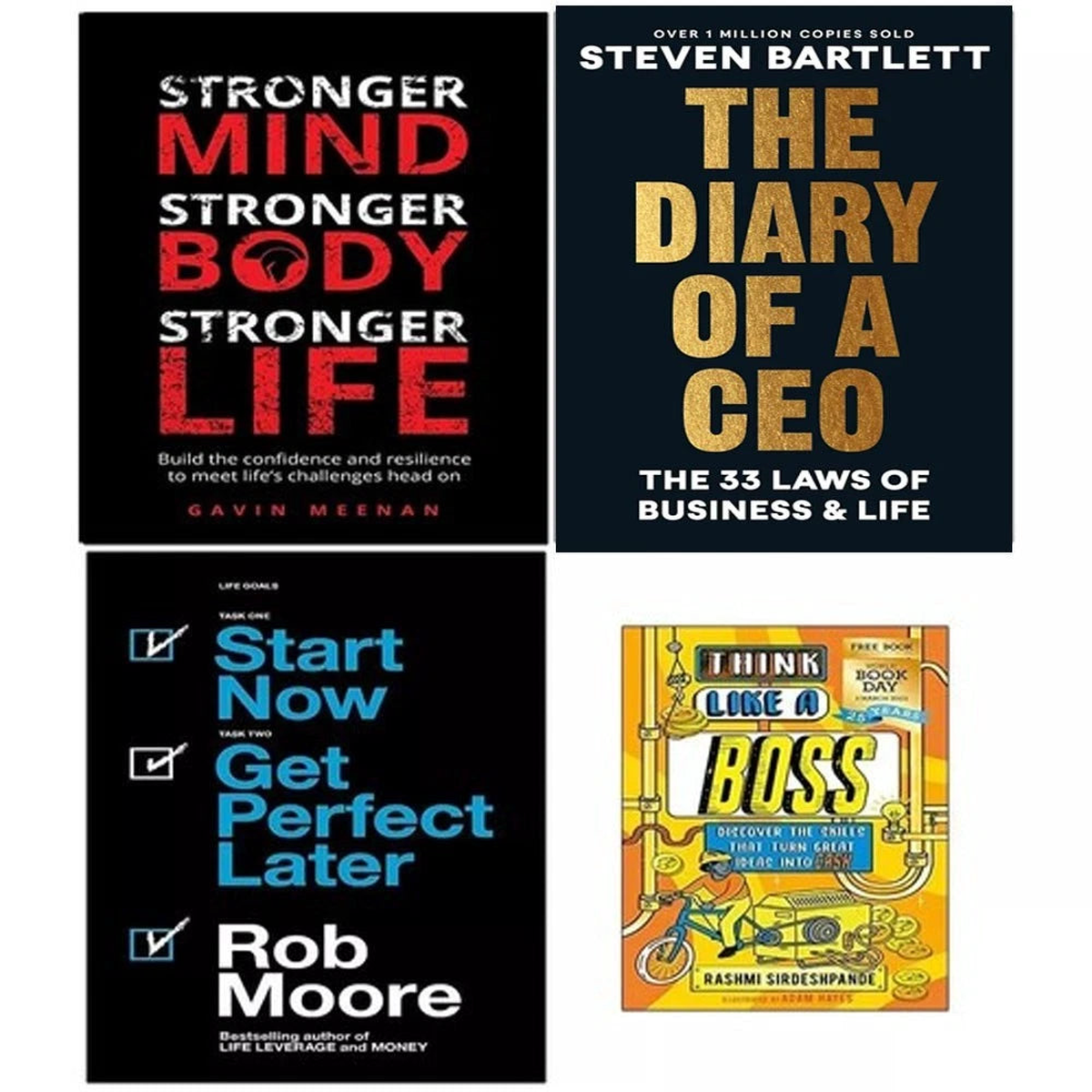 The Diary of a CEO, Start Now Get Perfect Later, Stronger Mind, Think Like a Boss 4 Books Collection Set