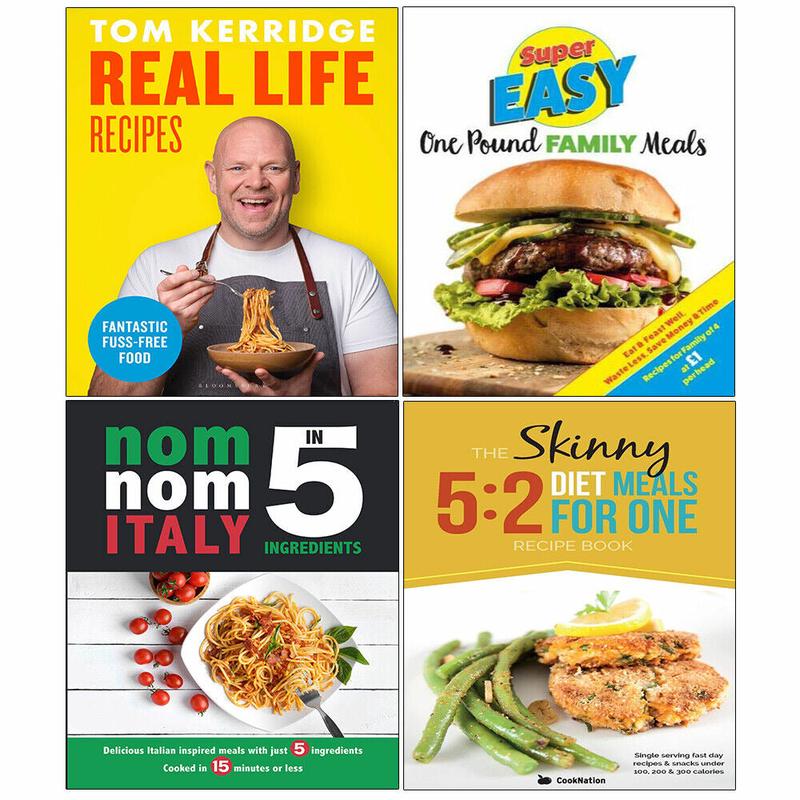 Real Life Recipes, Nom Nom Italy, One Pound Family Meals, Skinny 5:2 Diet 4 Books Set